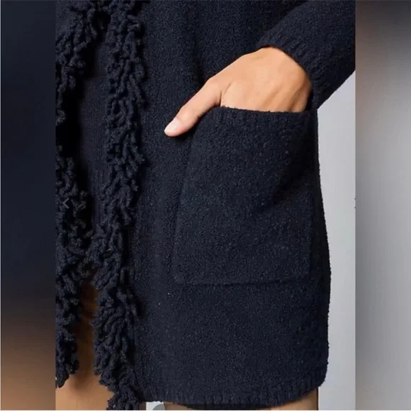 JJill Long Fringe Cardigan, Navy - Picture 2 of 5